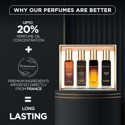 B.e;ll-a-V,i-t-a Luxury Man Perfume Gift Set 4 x 20 ml for Men with KLUB, OUD, CEO, G.O.A.T Perfume | Woody, Citrusy Long Lasting EDP Fragrance Scent Generic