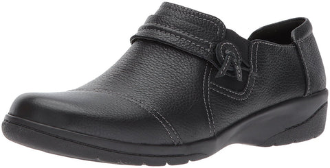 Clarks womens Cheyn Madi Slip On Loafer, Black Tumbled Leather, 8.5 Wide US