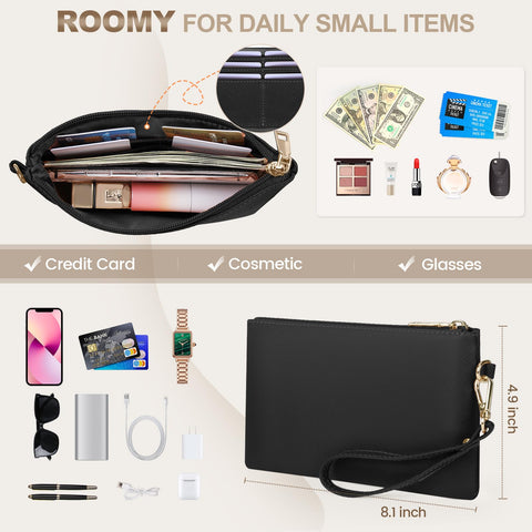 Laptop Bag for Women 15.6 inch Leather Laptop Tote Bag Large Computer Bag Waterproof Business Office Work Bag Briefcase with Satchel Purse 2pcs Set, Black NUBILY