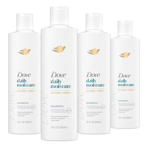 Dove Nutritive Solutions Moisturizing Shampoo 4 Count for Dry Hair Daily Moisture with Pro-Moisture Complex for Manageable and Smooth Hair 12 oz
