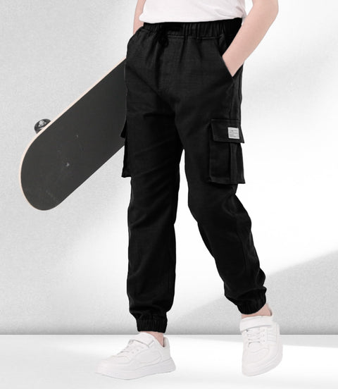 TLAENSON Boys Cargo Joggers Pants Casual Jogging Trousers Bottom for Kids Black Size 175/14-16 Years
