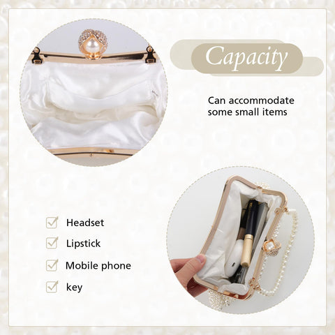 Lanpet Women Pearl Evening Handbags Noble Crystal Beaded Clutch Purse for Wedding Bridal Parites Prom Lanpet