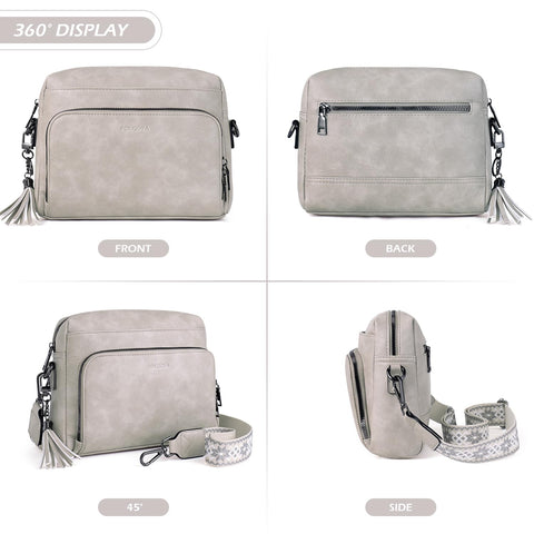 POIUGOYA Crossbody Purses for Women Trendy,Soft Leather Medium Crossbody Bag,Women's Shoulder Purse Built in Wallet & Tassel POIUGOYA
