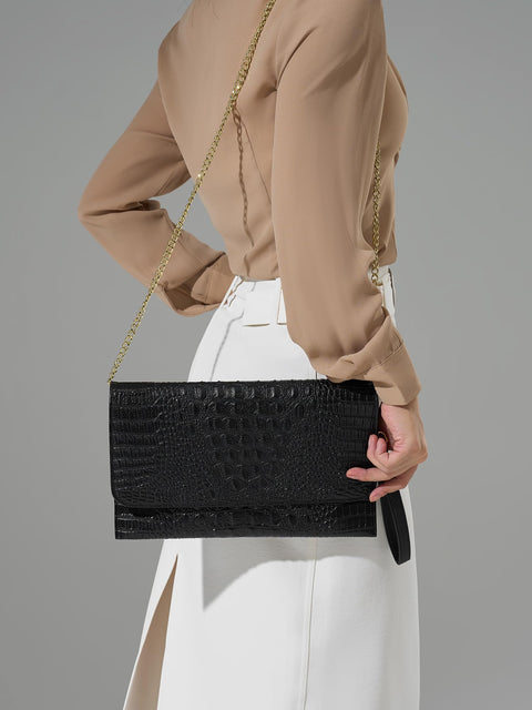 SWEETV Evening Clutch Purses for Women Elegant Wristlet Wallets Crocodile Pattern PU Leather Cross body Purse Formal/Wedding SWEETV