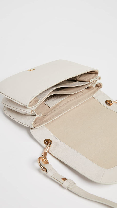 See by Chloe Women's Hana Small Saddle Bag, Cement Beige, Off White, One Size SEE BY Chloé