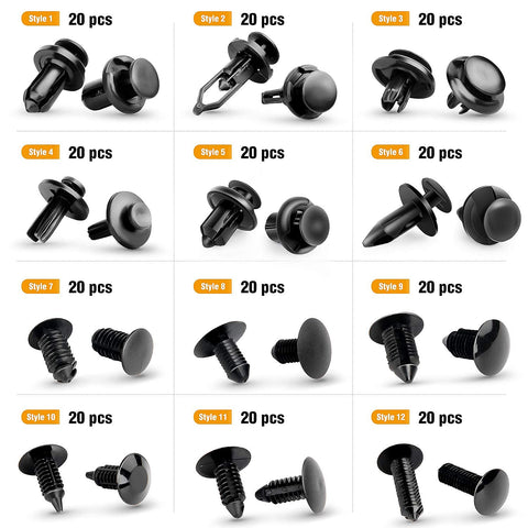 GOOACC - GRC-33 240PCS Bumper Retainer Clips Car Plastic Rivets Fasteners Push Retainer Kit Most Popular Sizes Auto Push Pin Rivets Set -Door Trim Panel Fender Clips for GM Ford Toyota Honda Chrysler GOOACC