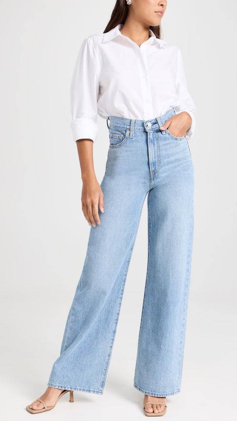Levi's Women's Ribcage Wide Leg Jeans, Far and Wide, Blue, 26