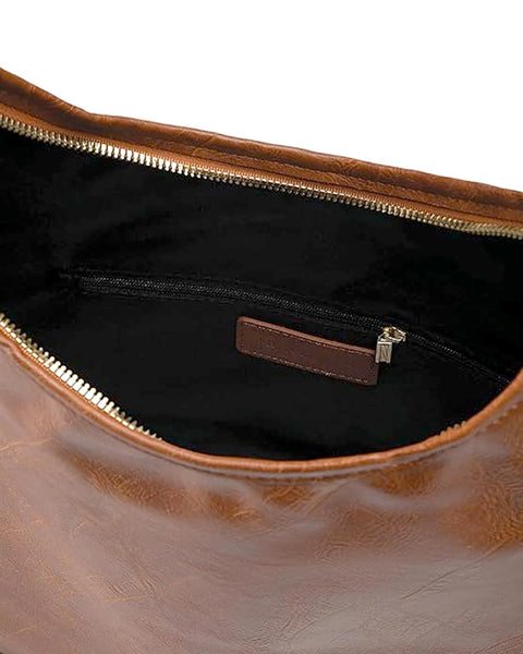 NEWBELLA Hobo Purse, PU Leather Shoulder Bag, Tote Handbag for Work and Travel (Brown)