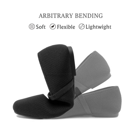 Soesyi Knit Flats for Women Square Toe Flats Casual Ballet Flats with Ankle Strap,Mary Jane Shoes Women Comfortable for Dressy Office,Size 08，Black