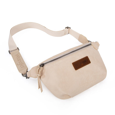 Wrangler Fanny Pack Crossbody Sling Bag for Women Waist Bag Travel Belt Bags Gifts for Women Men, Beige Wrangler