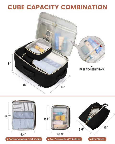 LOVEVOOK Travel Backpack for Women, 40L Carry On Backpack for Airplanes, Personal Item Bag for Airlines Fits 17 inch Laptop, TSA Approved Luggage with 3 Packing Cubes,Waterproof Weekender Gym Backpack LOVEVOOK