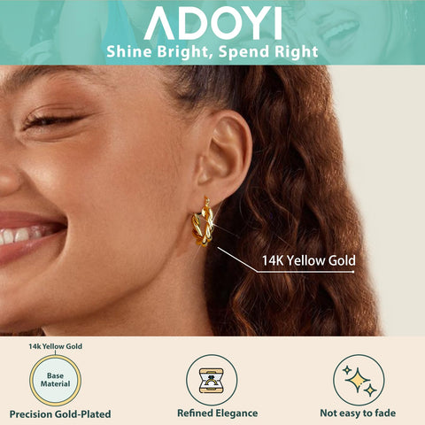 Adoyi Gold Hoop Earrings Set for Women Girls Trendy 14K Plated Gold Hoops Small Chunky Earrings Twisted Huggie Ear ring Pack Lightweight 9 Pairs Jewelry Set for Valentines Mother's Day Birthday Gifts