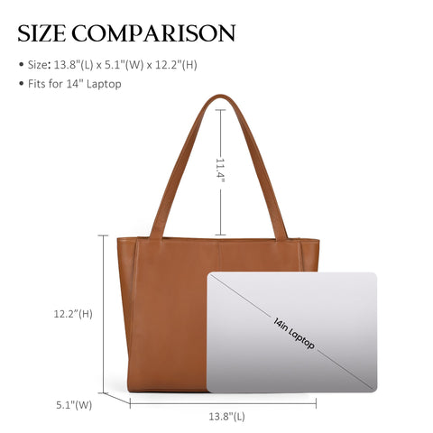 befen Real Leather Tote Shoulder Bags for Women Work, Women's Tote Bag Purses with Compartments for Daily and Travel Cognac Brown