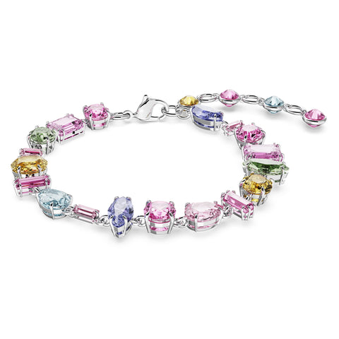 Swarovski Gema Soft Bracelet, Multicolored Crystals, Mixed Cuts, on Gold-Tone Finished Band, Part of the Swarovski Gema Collection Swarovski