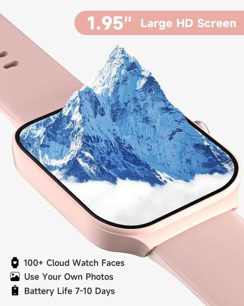 TOOBUR Smart Watch for Women Alexa Built-in, 1.95" Fitness Tracker with Answer/Make Calls, IP68 Waterproof/Heart Rate/Sleep Tracker/100 Sport Modes, Fitness Watch Compatible Android iOS TOOBUR