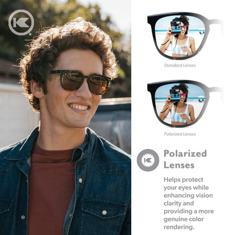 Knockaround Paso Robles Polarized Sunglasses for Women & Men - Impact Resistant Lenses & Full UV400 Protection, Black And Tortoise Shell Frames/Brown Lenses