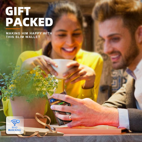 BULLIANT Men Wallet,Slim Leather Wallet Money Clip Card Hodler For Men Gift 8 Cards RFID Blocking