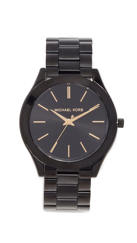 Michael Kors Slim Runway Three-Hand Black Stainless Steel Women's Watch (Model: MK3221) Michael Kors