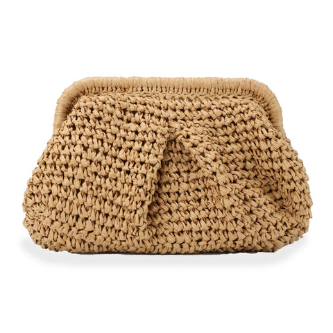 Emprier Straw Clutch Purse for Women Cloud Dumpling Pouch Straw Crossbody Shoulder Handbag Summer Beach Woven Bag Emprier