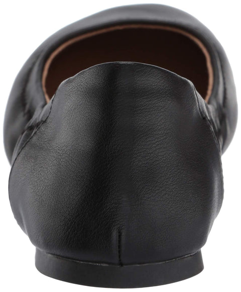 Amazon Essentials Women's Belice Slip On Ballet Flat, Black Faux Leather, 8