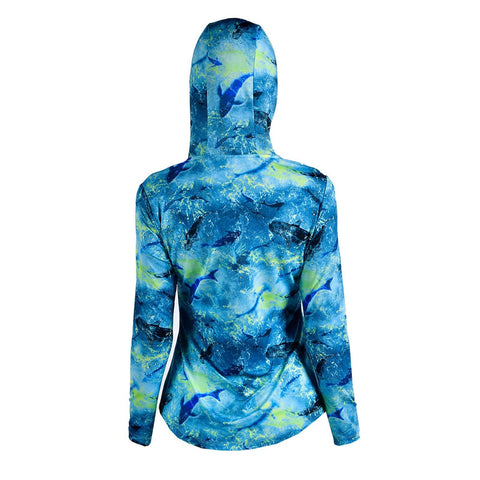Stafu Pro Series Sirena Women's UV Hoodie | Lightweight Breathable Rash Guard Shirt with Curved Waist & Extended Hem