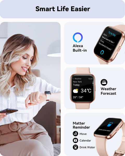 ENOMIR Smart Fitness Watch for Men Women(Answer/Make Call), Alexa Built-in, with Heart Rate SpO2 Sleep Monitor 100 Sports 5ATM Waterproof Activity Trackers and Smartwatches for iOS&Android Phones ENOMIR