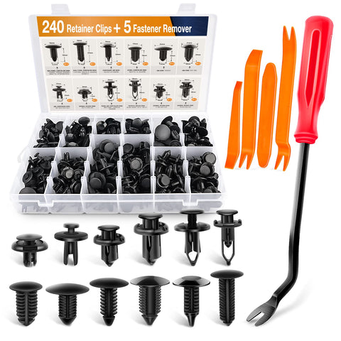 GOOACC - GRC-33 240PCS Bumper Retainer Clips Car Plastic Rivets Fasteners Push Retainer Kit Most Popular Sizes Auto Push Pin Rivets Set -Door Trim Panel Fender Clips for GM Ford Toyota Honda Chrysler GOOACC