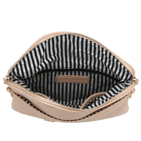 FashionPuzzle Envelope Wristlet Clutch Crossbody Bag with Chain Strap (Nude) One Size FashionPuzzle