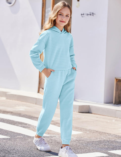 Arshiner Girls 2 Piece Pullover Hooded Sweatshirt and Sweatpants Clothing Sets Long Sleeve Athletic Outfit Tracksuits 7-8 Y