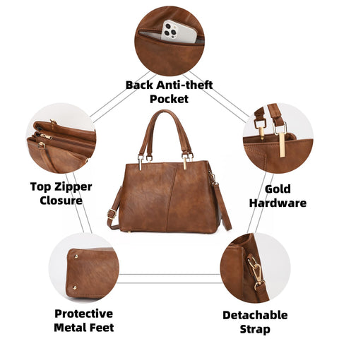 KouLi Buir Hobo Bags for Women Large PU Leather Purses and Handbags Shoulder Bags Ladies Crossbody Bags Top Handle Tote Bag (Brown) KouLi Buir