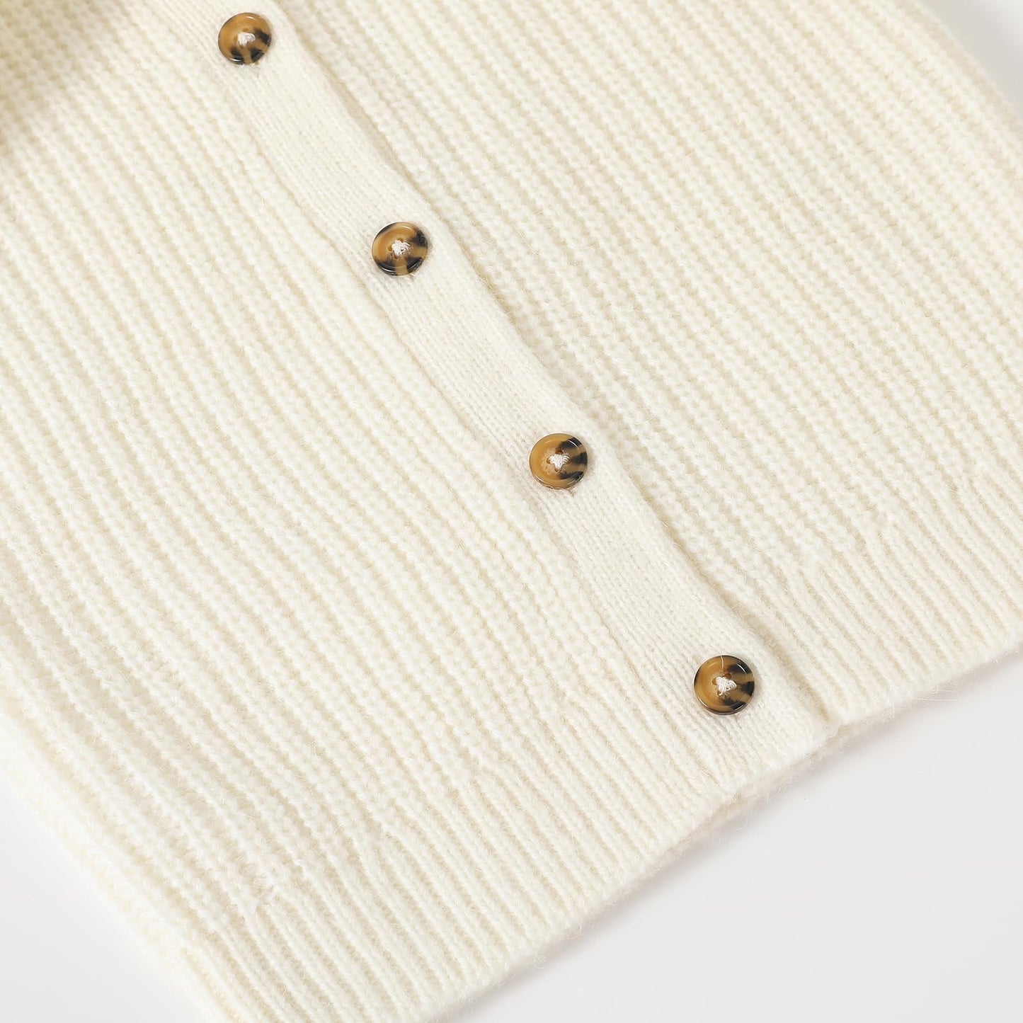 TRENDSTITCH Girls' Cardigan with Button Loose Long Sleeve Shrug Sweaters Cropped Uniforms Knit Sweater Outerwear Beige 5-6 Years