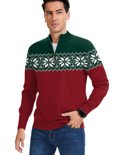 iWoo Men's Pullover with 1/4 Zip Sweater Elegant Winter Christmas Clothing Pullover Sweatershirts