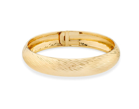 Miabella 925 Sterling Silver or 18Kt Yellow Gold Over Silver Italian Diamond-Cut Round Flexible Bangle Bracelet for Women 7.5 Inch Made in Italy (yellow-gold-plated-silver) Miabella