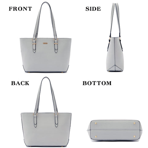 Purses And Wallets Set For Women Work Tote Handbags Shoulder Bag Top Handle Totes Purse With Matching Wallet Grey Large Qiyuer