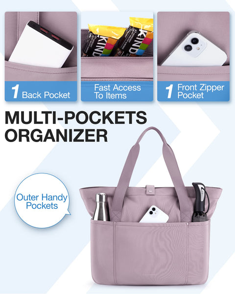 BAGSMART Tote Bag for Women, Foldable Tote Bag With Zipper Large Shoulder Bag Top Handle Handbag for Travel, Work BAGSMART