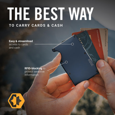 The Ridge Wallet for Men - Slim Minimalist Compact Wallet and Card Holder, RFID Protected Front Pocket Wallets with Integrated Money Clip (Alpine Navy)
