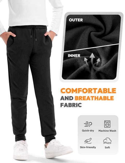 Guicizi Boys Sweatpants Joggers Athletic Running Active Track Pants Black Grey 3T Boys Sweat Pants with Pockets Drawstring Toddler Kids Clothes 4T