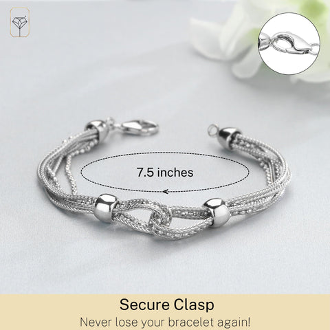 MAX + STONE 925 Sterling Silver Bracelet for Women | 7.5 Inches Silver Mesh Bracelet MAX + STONE