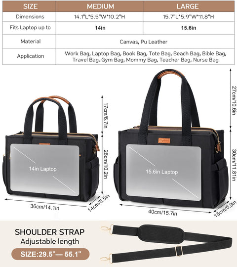 Canvas Tote Bag for Women, 15-Pocket Large Crossbody Purse Shoulder Satchel Handbag Bible Laptop Bag Zipper Bookbag for Teacher Nurse Work Travel College Everyday