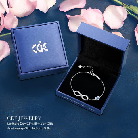 CDE Infinity Heart Symbol Charm Link Bracelet for Women 925 Sterling Silver Stainless Steel Adjustable Mother's Day Gift Anniversary Jewelry Birthday Gifts for Women Wife Girlfriend Her CDE