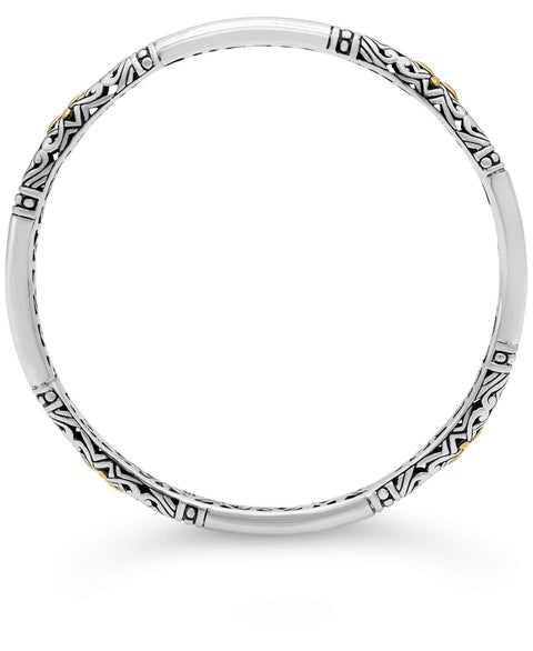DEVATA Sterling Silver 925 with 18K Gold Accents Bali Accent Slide-on Bangle Bracelet DHK3526ATT (Size Medium) DEVATA