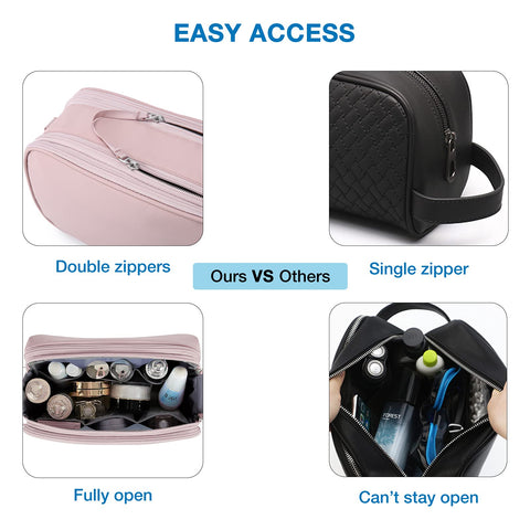 BAGSMART Large Toiletry Bag for Women, Cosmetic Makeup Bag Organizer, Travel Bag for Toiletries, Dopp Kit Water-resistant Shaving Bag for Accessories, Pink-Large BAGSMART