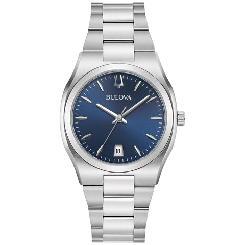 Bulova Ladies' Classic Surveyor Stainless Steel 3-Hand Calendar Date Quartz Watch, 34mm Bulova