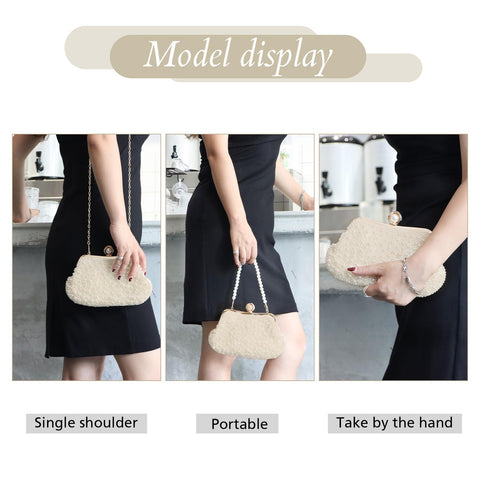 Lanpet Women Pearl Evening Handbags Noble Crystal Beaded Clutch Purse for Wedding Bridal Parites Prom Lanpet