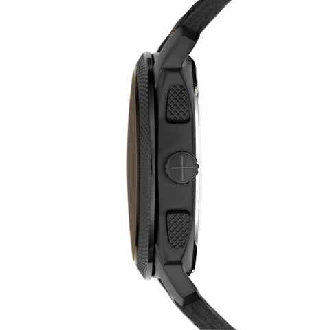 Fossil Men's Machine Quartz Stainless Steel and Leather Chronograph Watch, Color: Black, Dark Brown (Model: FS4656) Fossil