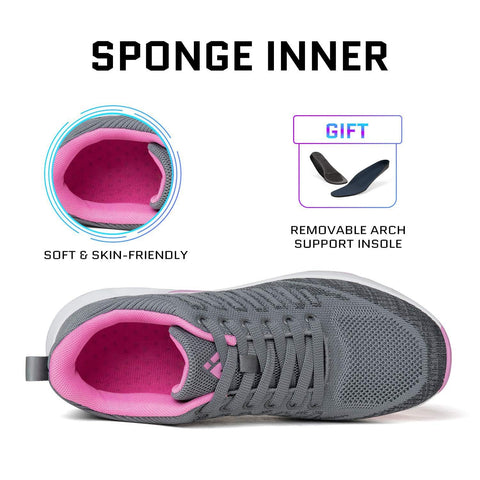 Mishansha Womens Fashion Sneakers Ultra Lightweight Breathable Arch Support Sport Shoes Training Running Walking Shoes Gym Tennis Shoes 9 Grey