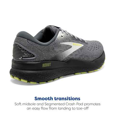 Brooks Men’s Ghost 16 Neutral Running Shoe - Primer/Grey/Lime - 11 Medium