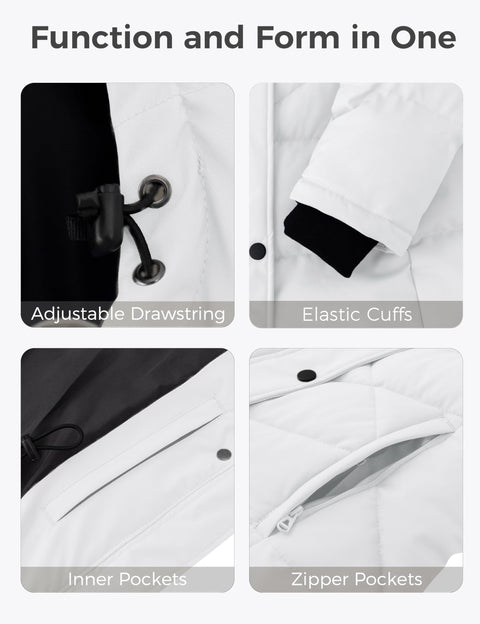 wantdo Women's Winter Jacket Waterproof Winter Coats Long Puffer Coats (Ivory X-Large) wantdo