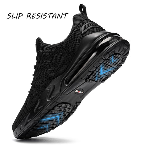 LARNMERN Men Non Slip Work Sneakers Water Resistant Food Service Zapatos Trabajo Antideslizantes Walking Shoes Waterproof Shoes Slip-on, Black 9.5