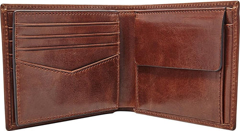 Fossil Men's Ryan Leather RFID-Blocking Bifold with Coin Pocket Wallet, Black, (Model: ML3736001) Fossil
